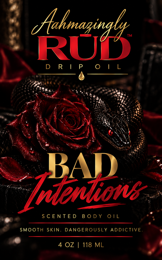 Aahmazingly RŪD Bad Intentions Drip Oil label