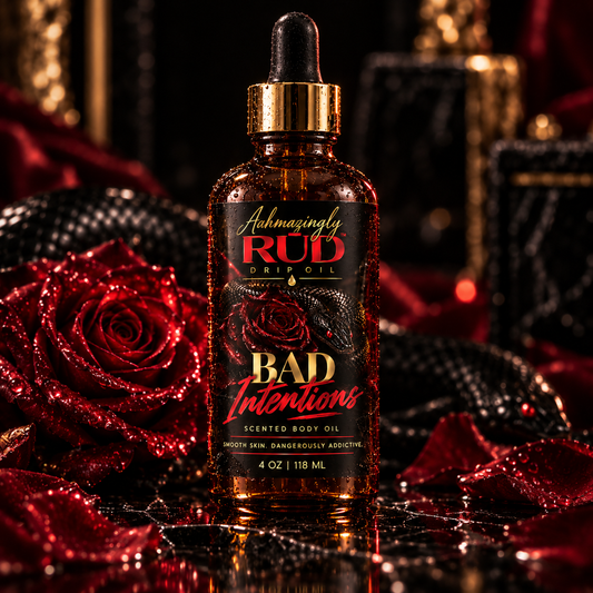 Aahmazingly RŪD Bad Intentions 4 oz Drip Oil in amber dropper bottle