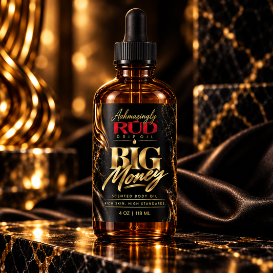 Aahmazingly RŪD Big Money 4 oz Drip Oil in amber dropper bottle